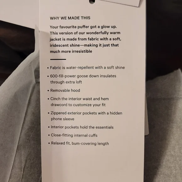 NWT Lululemon Wunder Puff Down Jacket Iridescent Brown Winter Coat Womens Size 6 - Picture 11 of 16